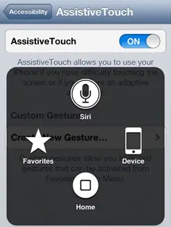 Assistive Touch on-screen menu