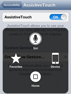 Assistive Touch on-screen menu