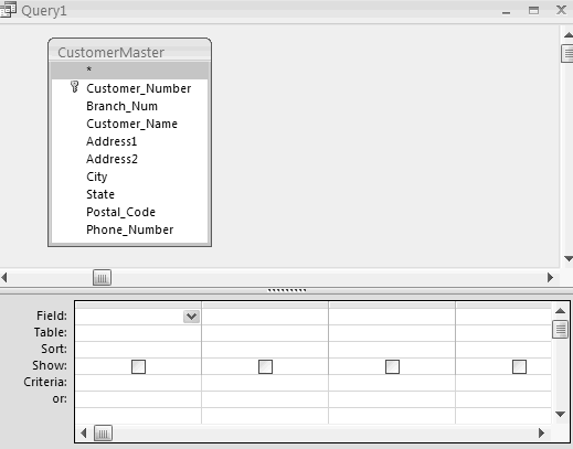 Query Design view