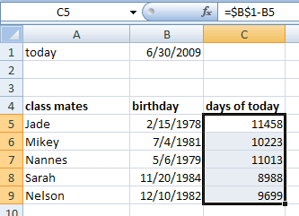 Calculate the Age of Person in Days