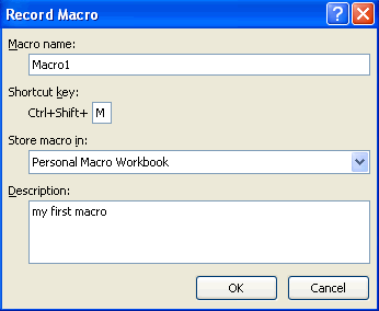 Record Macro Dialog Box