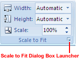 Scale to Fit dialog box launcher