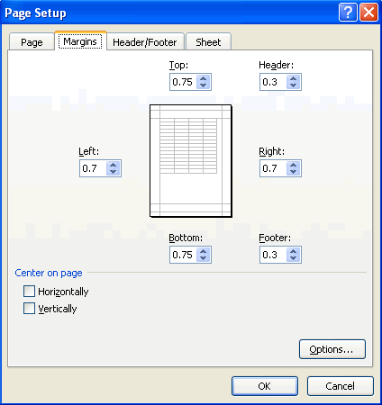 Page Setup dialog box