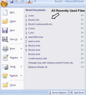 Recently Used Files