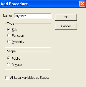 Procedure Dialog Box