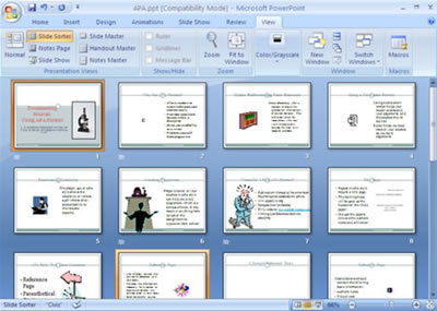 PowerPoint window in Slide Sorter View