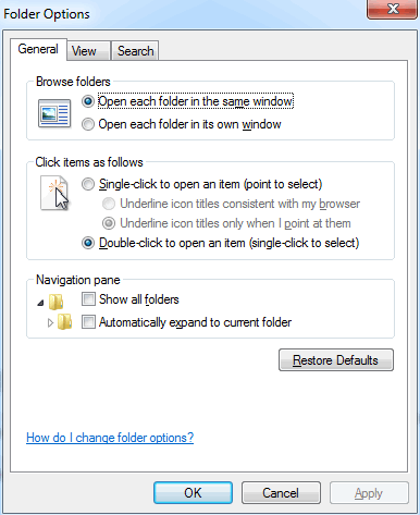 Folder Options