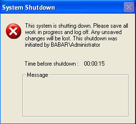 System Shutdown Warning Box